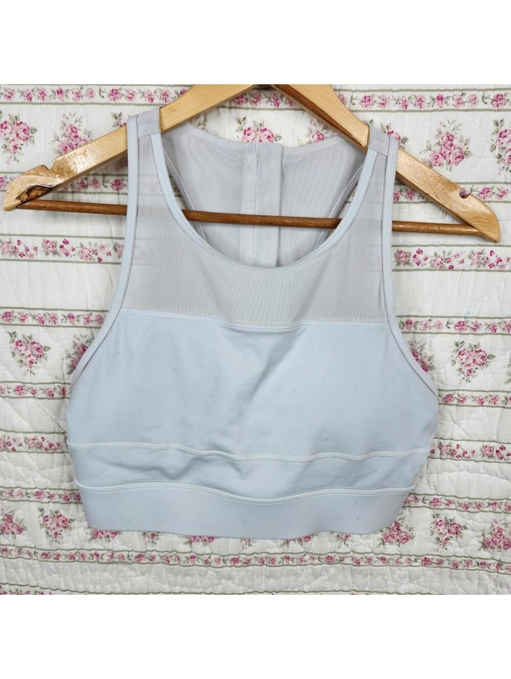 Zyia Active Light Gray Women's Sports Bra with Mesh Detail and Back Zipper XL - Picture 3 of 7